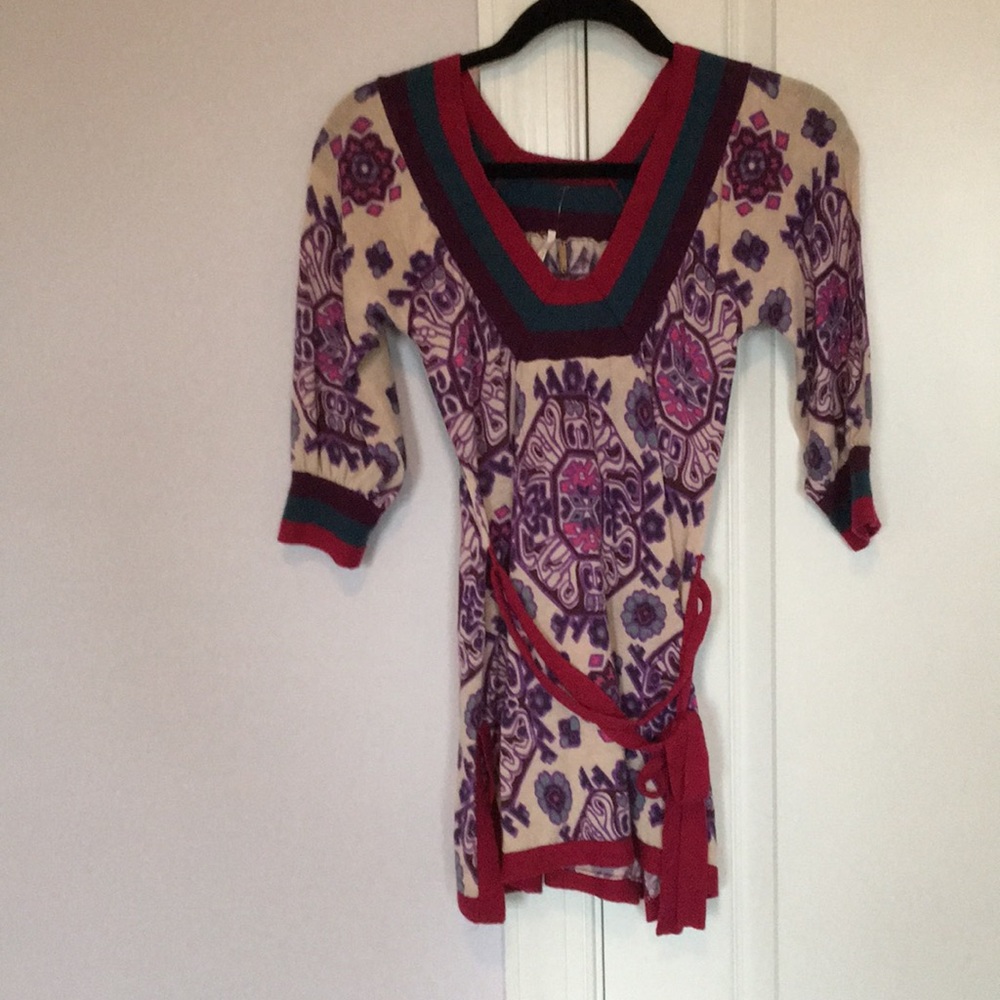 Free people pattern belted sweater